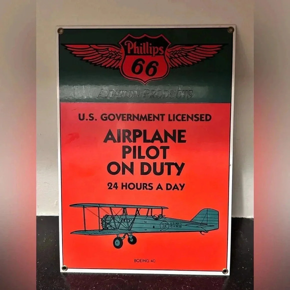 PHILLIPS 66 AVIATION PRODUCTS-AIRPLANE PILOT ON DUTY SIGN - Picture 1 of 4